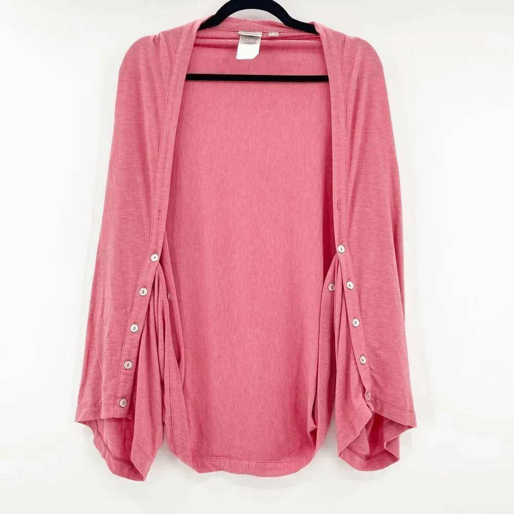 LOGO Cardigan Sweater Women's Size XS Salmon Pink Buttons Detail
